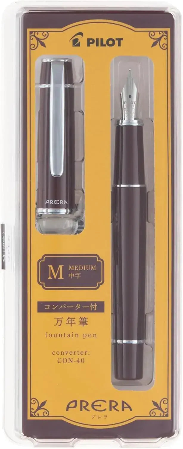 Pilot Fountain Pen Prera Fine Tip Writing Instrument - Red Brown M Nib - 4902505686153