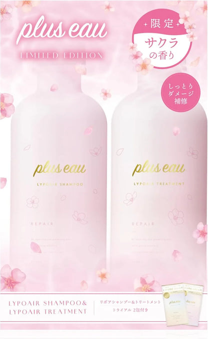 Plus Eau Shampoo and Treatment Set Cherry Blossom Scent 450ml x2