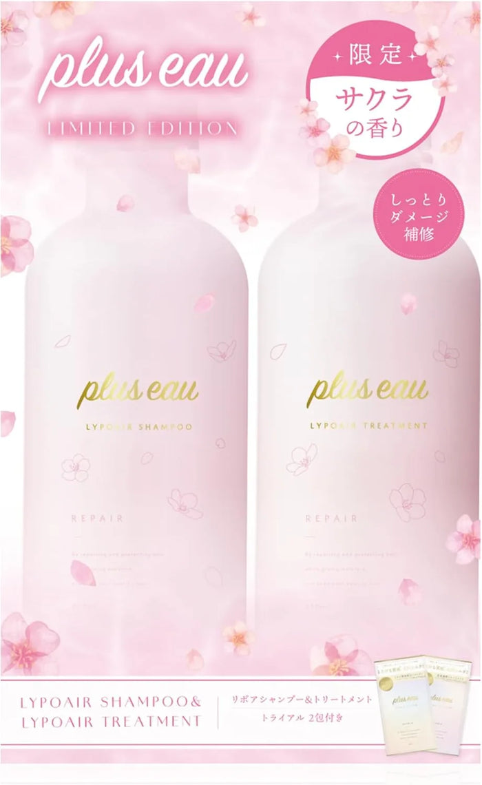 Plus Eau Shampoo and Treatment Set Cherry Blossom Scent 450ml x2