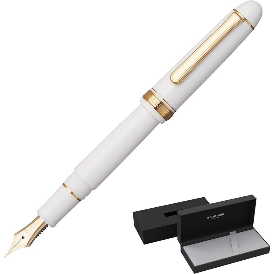 Platinum Fountain Pen #3776 Century Fine Soft Chenonceau White Size 13