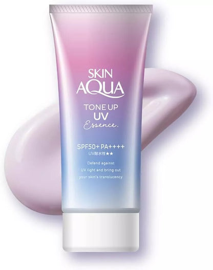 SKIN AQUA Transparency up Tone up UV essence Sunscreen Heart-throbbing sabon scent Lavender color 80g SPF50 +