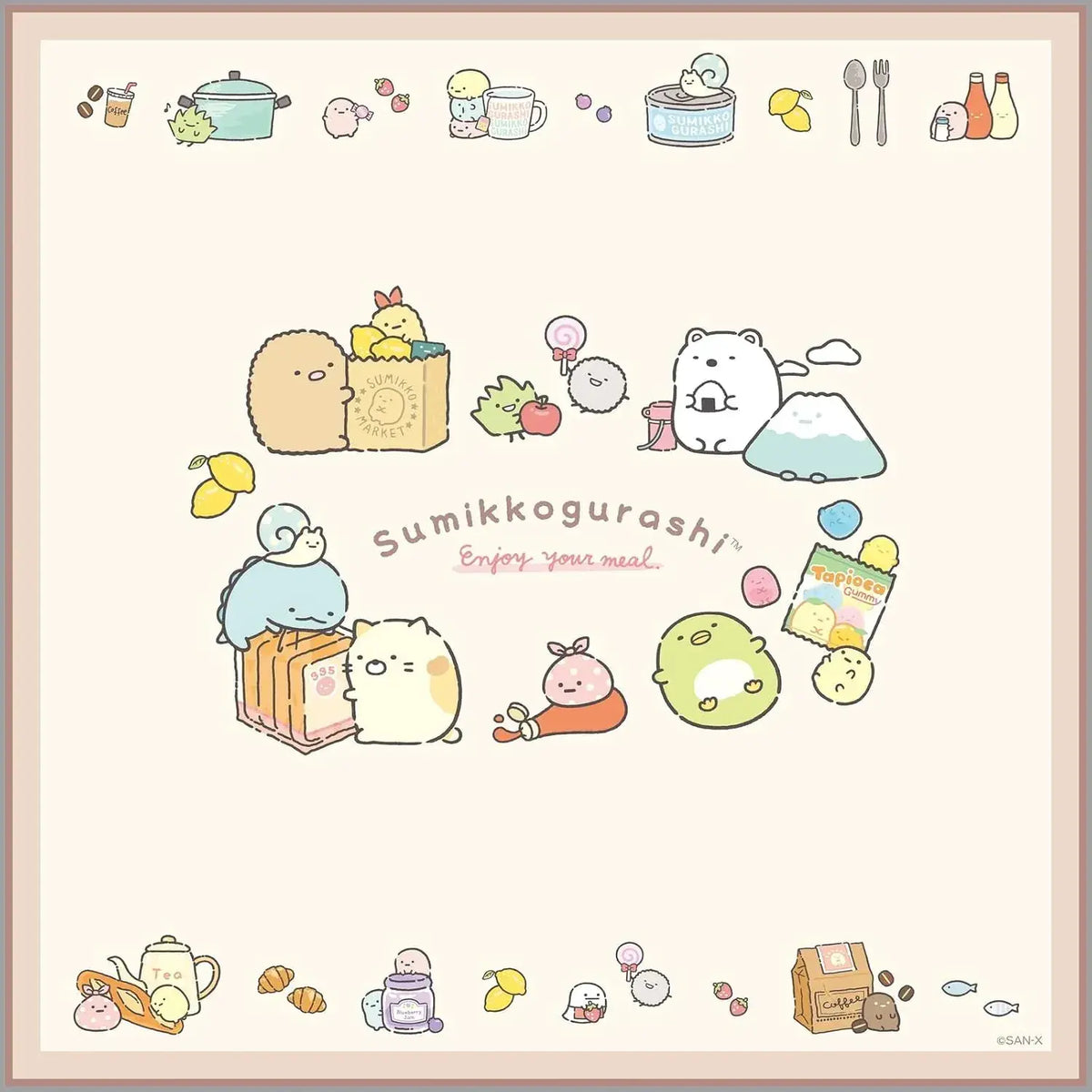 San-X Sumikko Gurashi Cup Drawstring Bag - Ch44401 - 4974413870719