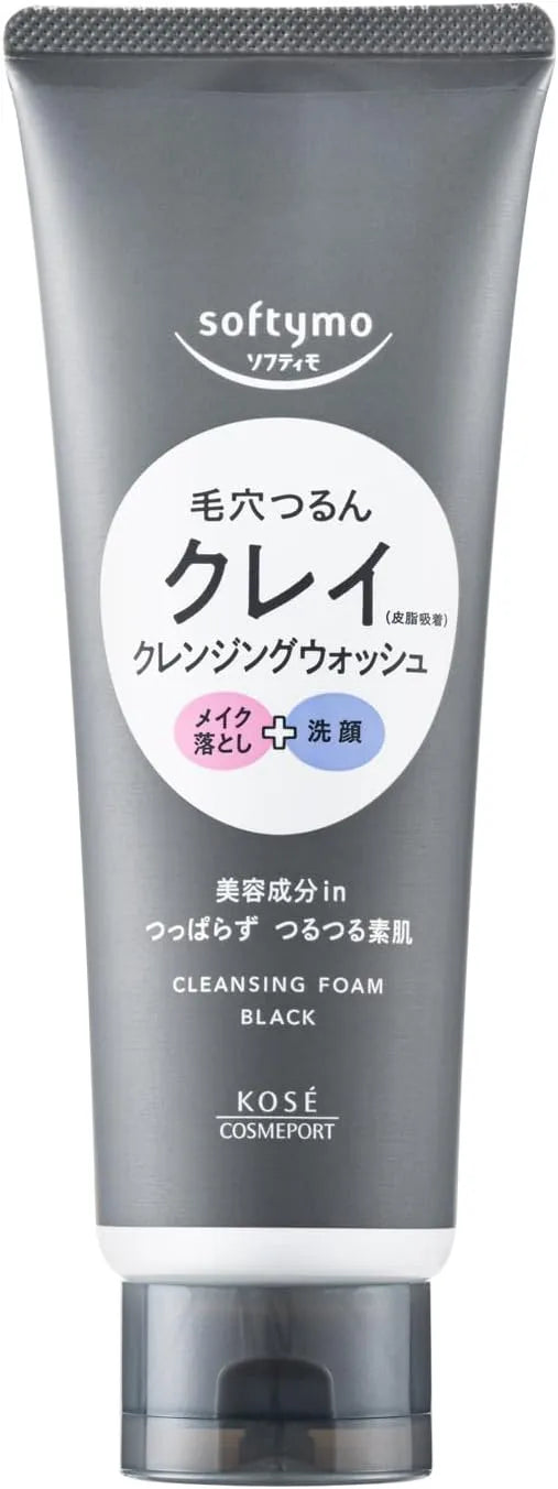 Softymo Kose Cleansing Wash Black Clay Makeup Remover Pore Care