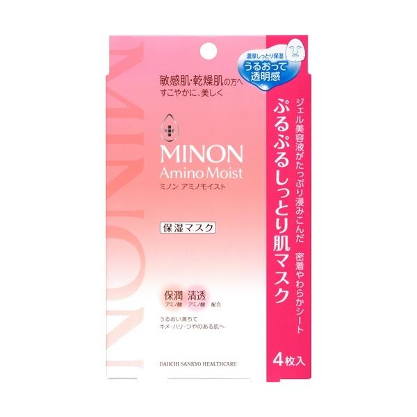 Moisturizing Face Mask by Daiichi Sankyo Minon Amino Pack of 4 Sheets