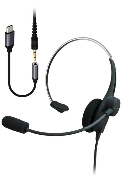 Soundwarrior Lightweight Wired Headset with USB C Adapter - H1 Single On-Ear - 4522425051017
