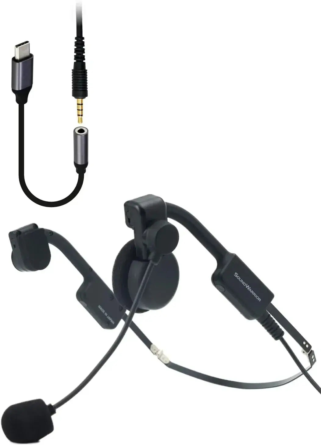 Soundwarrior Lightweight Wired Headset with USB C Adapter - Single Ear On Ear - 4522425051307