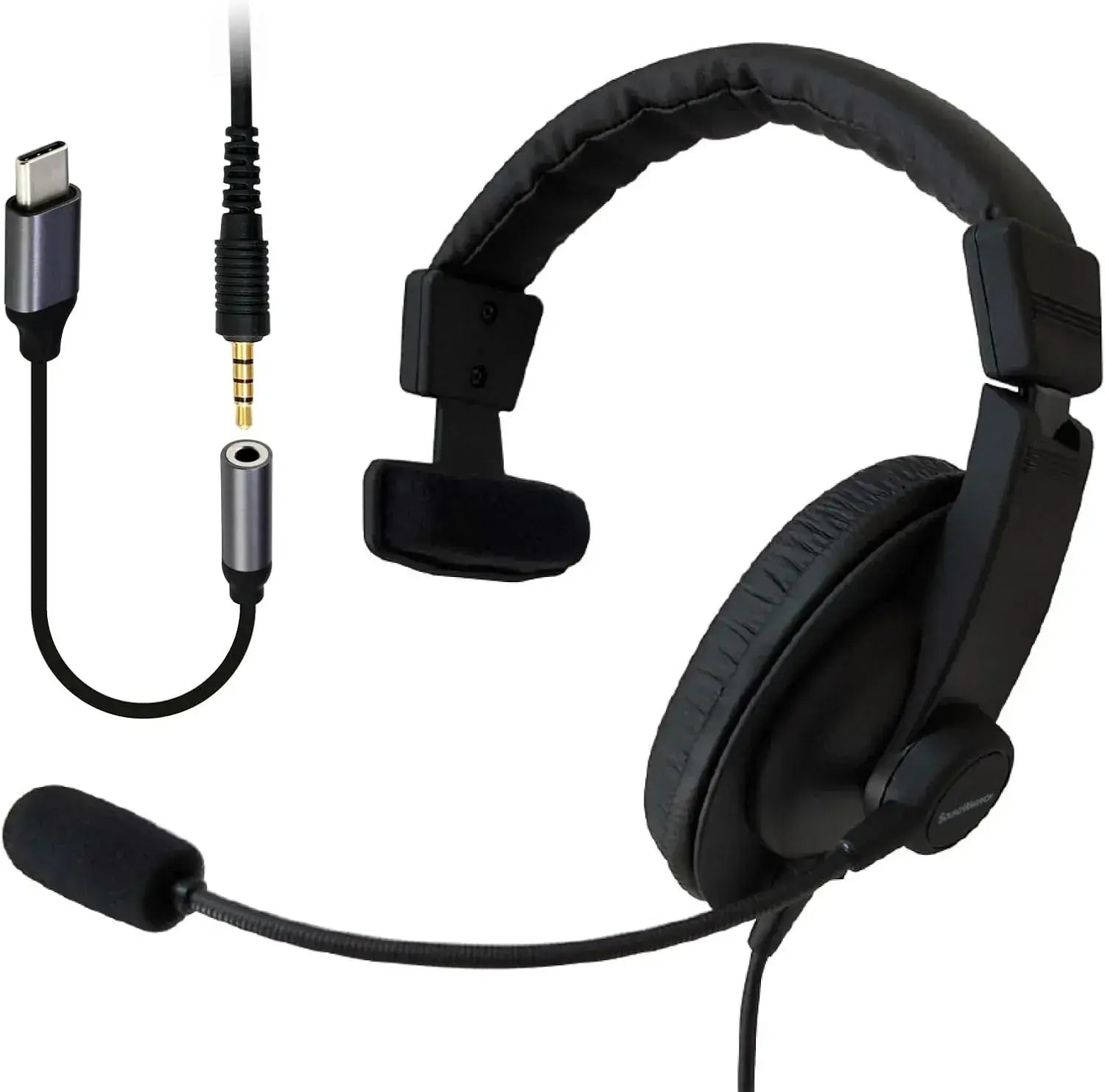 Soundwarrior Lightweight Wired Headset with USB C Adapter - TR1 USB Single Ear Over Ear - 4522425051031