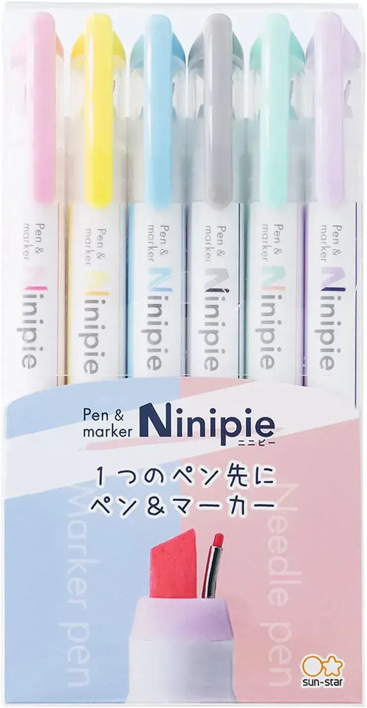 Sun-Star Pen and Line Marker Set Water-Based Nimppy 6 Pack