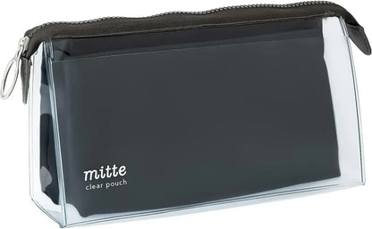 Sun-Star Stationery Pen Case Clear Pouch Flat Design - Light Black Gusset - 4901770650319