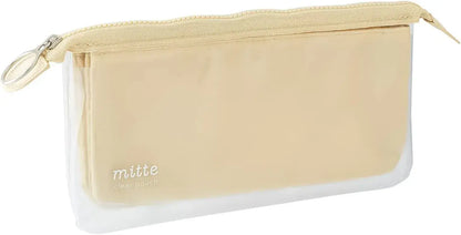 Sun-Star Stationery Pen Case Clear Pouch Flat Design - Light Beige - 4901770650333