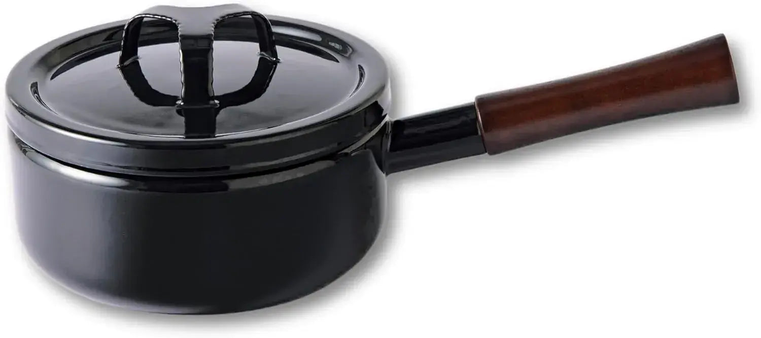 Takumi Japan Double-Handled Enameled Cast Iron Pot IH Compatible - 18cm Iron Black Saucepan - 4977618116392