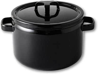 Takumi Japan Double-Handled Enameled Cast Iron Pot IH Compatible - Iron Black 22cm Deep - 4977618116415