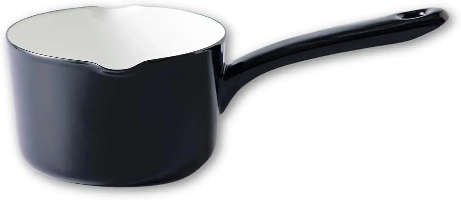 Takumi Japan Double-Handled Enameled Cast Iron Pot IH Compatible - Iron Black 12cm Milk Pan - 4977618116385