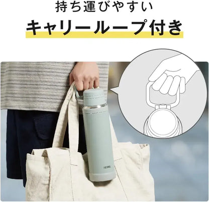 Thermos Vacuum Insulated Portable 1L Mug with Handle Charcoal