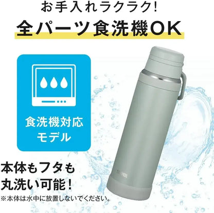 Thermos Vacuum Insulated Portable 1L Mug with Handle Charcoal