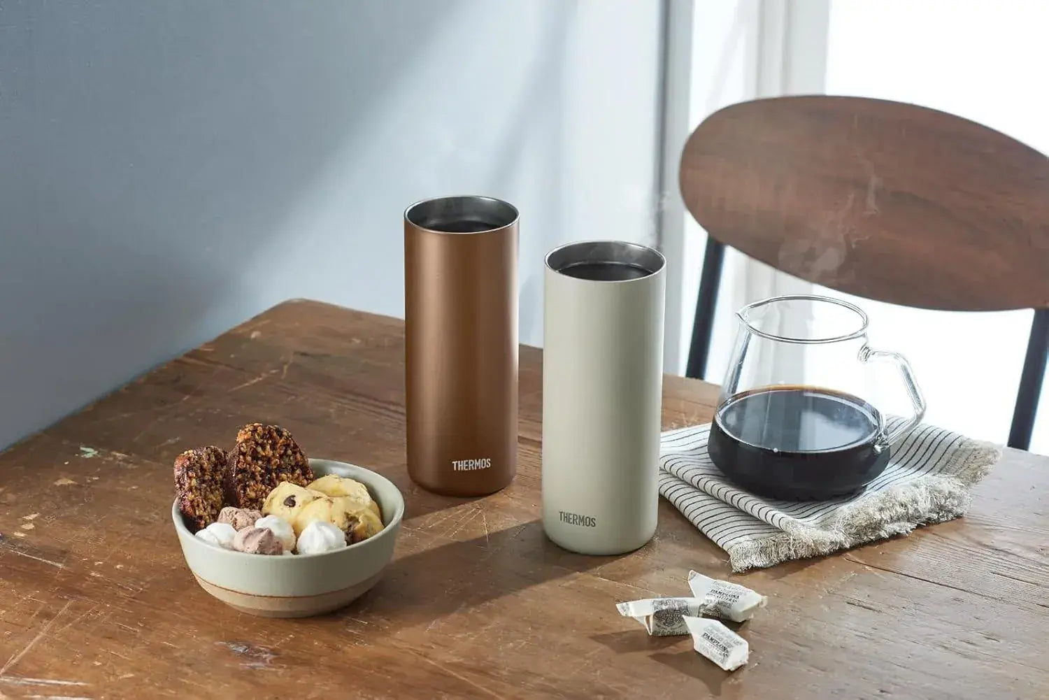 Thermos Vacuum Insulated Tumbler 20oz Brown Gold Lightweight