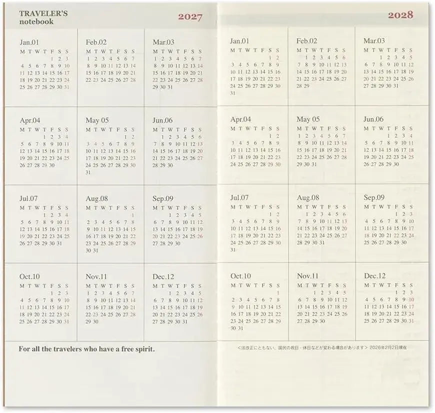 Traveler's Notebook Planner Refill