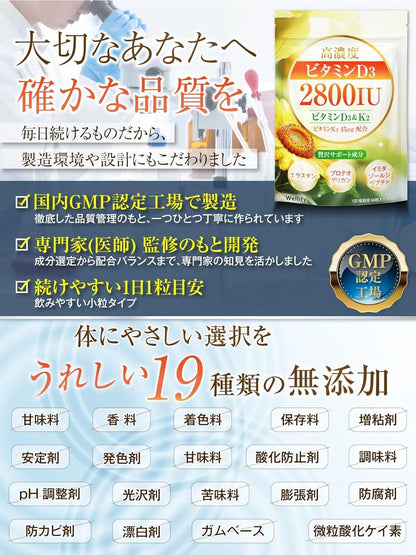 Wellify High Concentration Vitamin D3 and K2 Supplement for Men