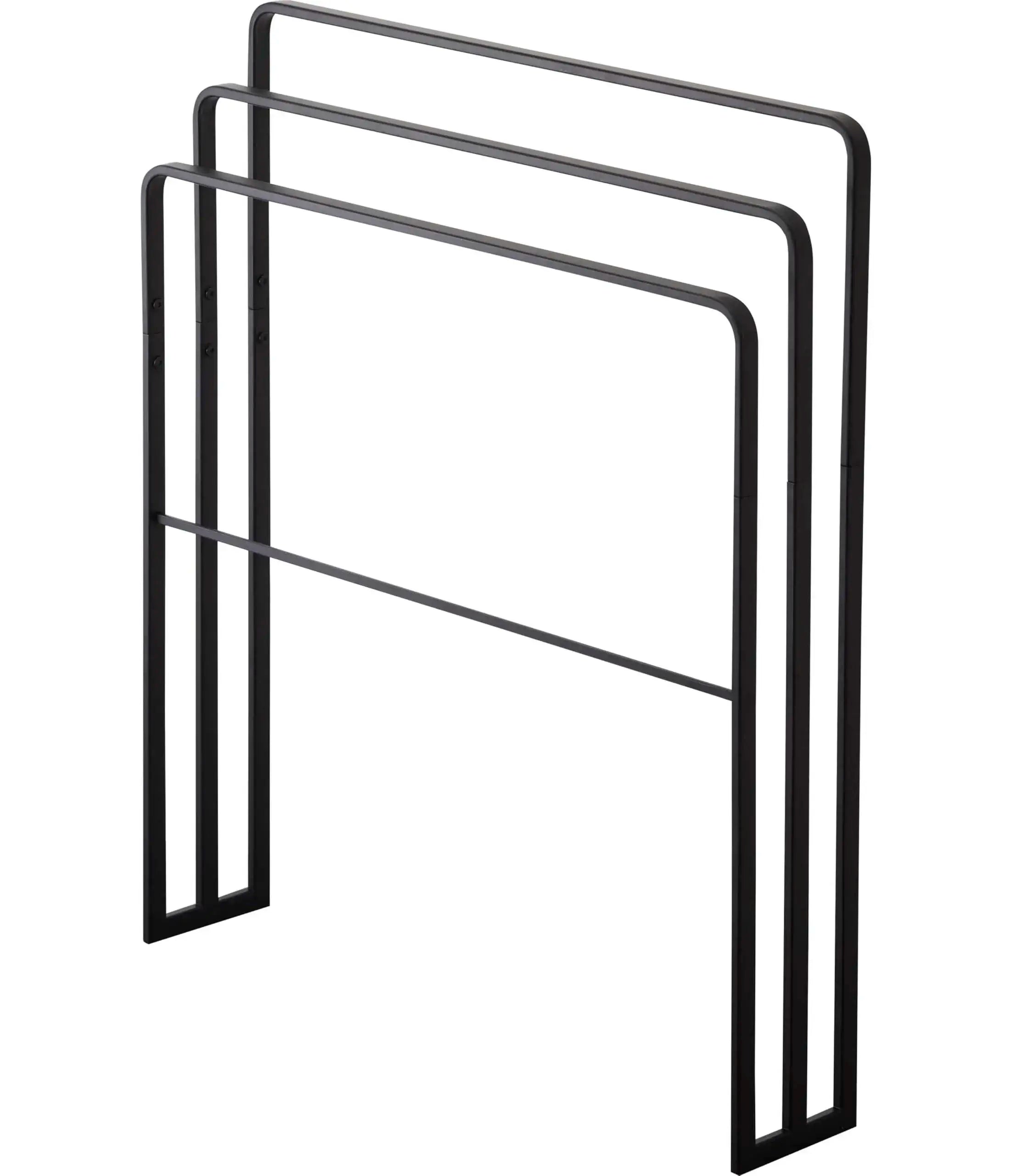Yamazaki Jitsugyo Bath Towel Hanger Rack - Black-Side Hanging - 4903208049801