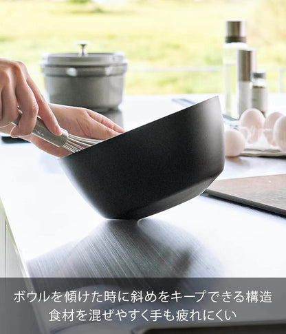 Yamazaki Jitsugyo Easy Tilt Mixing Bowl Medium Microwave Safe Black