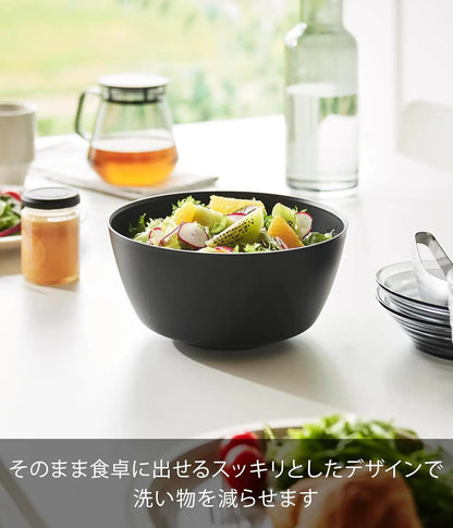 Yamazaki Jitsugyo Easy Tilt Mixing Bowl Medium Microwave Safe Black