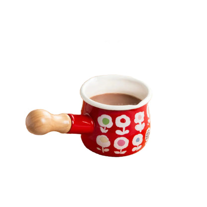 Yutaka Horo Plune Enameled Petit Milk Pan Candy Flower Red