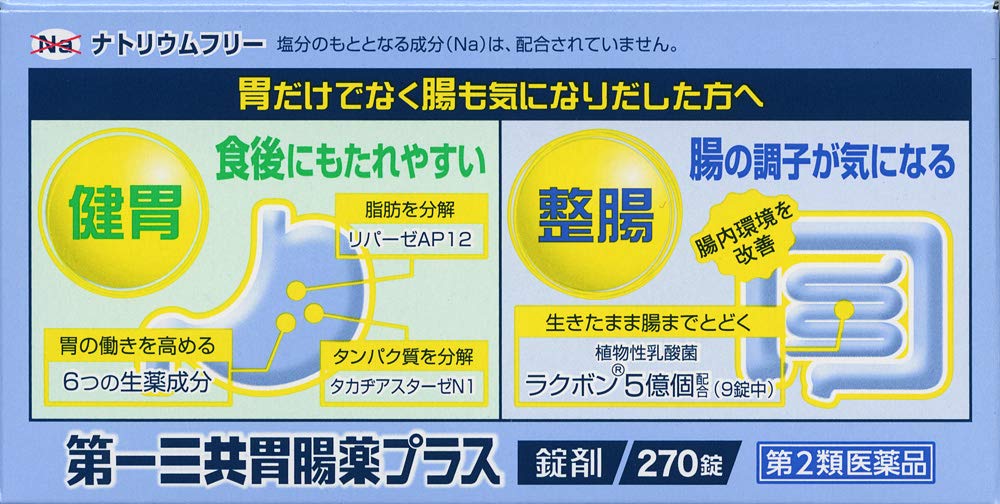 Daiichi Sankyo Gastrointestinal Plus Tablets 270 Tablets (2 Drugs) Made In Japan