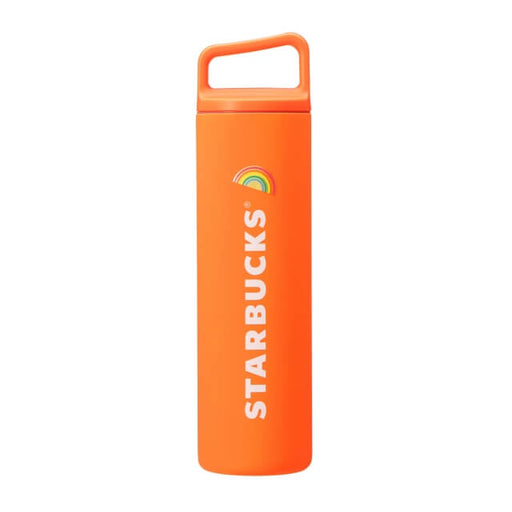 Handle Lid Stainless Bottle Neon Orange 591ml - Japanese Starbucks