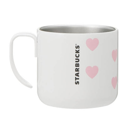 Starbucks Valentine 2022 Stainless Mug White Heart 355ml - Japanese Starbucks Mugs