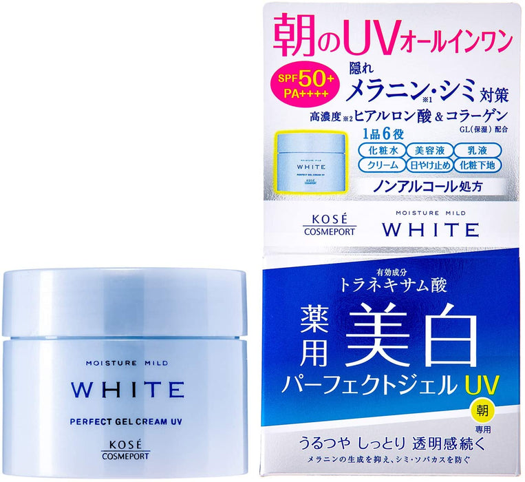 Kose Moisture Mild White Perfect Gel Cream UV 90g - Moisturizer With SPF For Dewy And Protected Skin