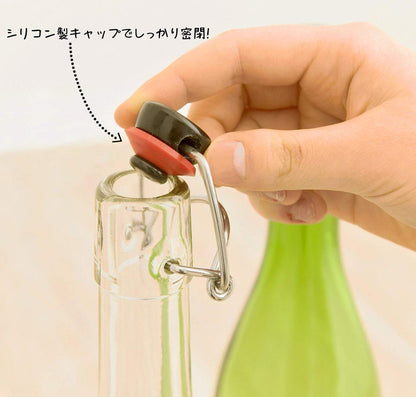 Aderia 360Ml Clear Glass Water Bottle W/ Swing Stopper Cap - Made In Japan M-6451