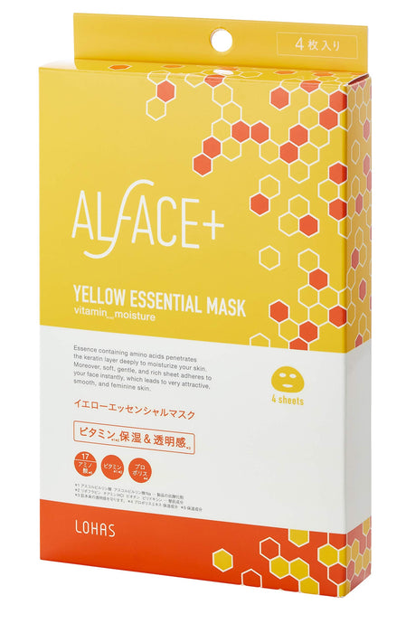 Alface Yellow Essential Mask 維他命保濕 4 片盒 - 日本面膜