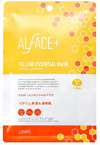 Alface Yellow Essential Mask 维他命保湿 4 片盒 - 日本面膜