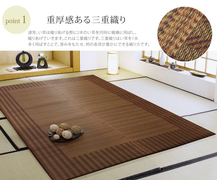 Ikehiko Corporation 日本製造棕色 2 榻榻米方形地毯 [Amazon.Co.Jp 獨家]