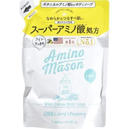 Amino Mason Body Soap Light Refill 400Ml | Japan Made | Classic Rose Bouquet Scent | Moisturizing Body Wash