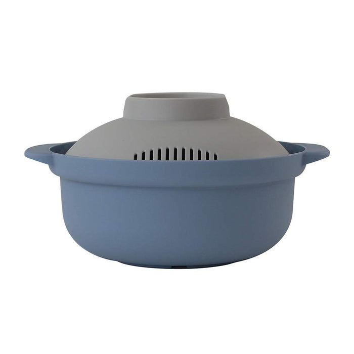 &Amp;Ne Rakuchin Convenient Microwave Pot Japan Easy Recipes Recopo Nim-118-Bl Blue