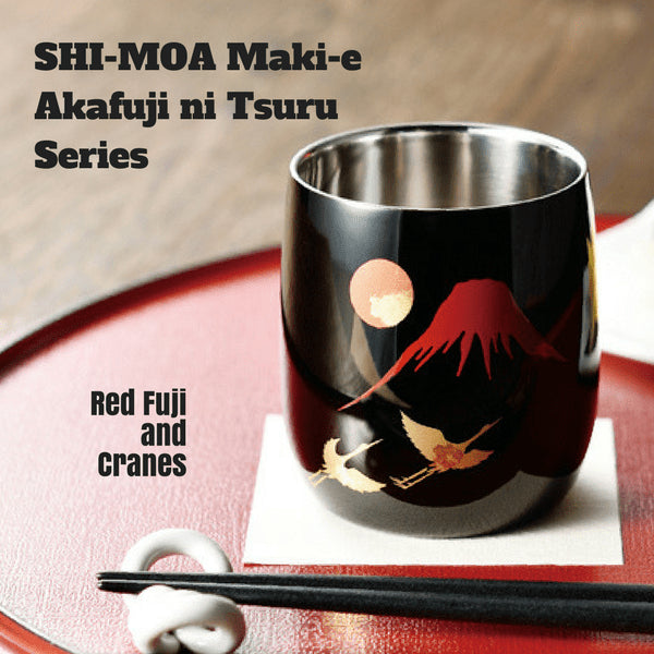 Asahi Shi-Moa Maki-E Akafuji-Ni-Tsuru Double-Wall Sake Cup 58Ml