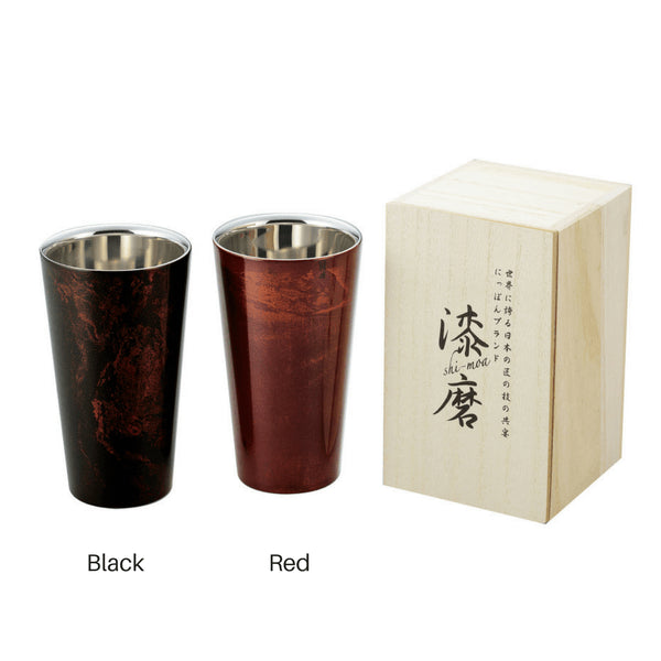 Asahi Yamanaka Urushi Lacquered Double-Wall Cooler Glass 270Ml Japan (Gift-Boxed) Black