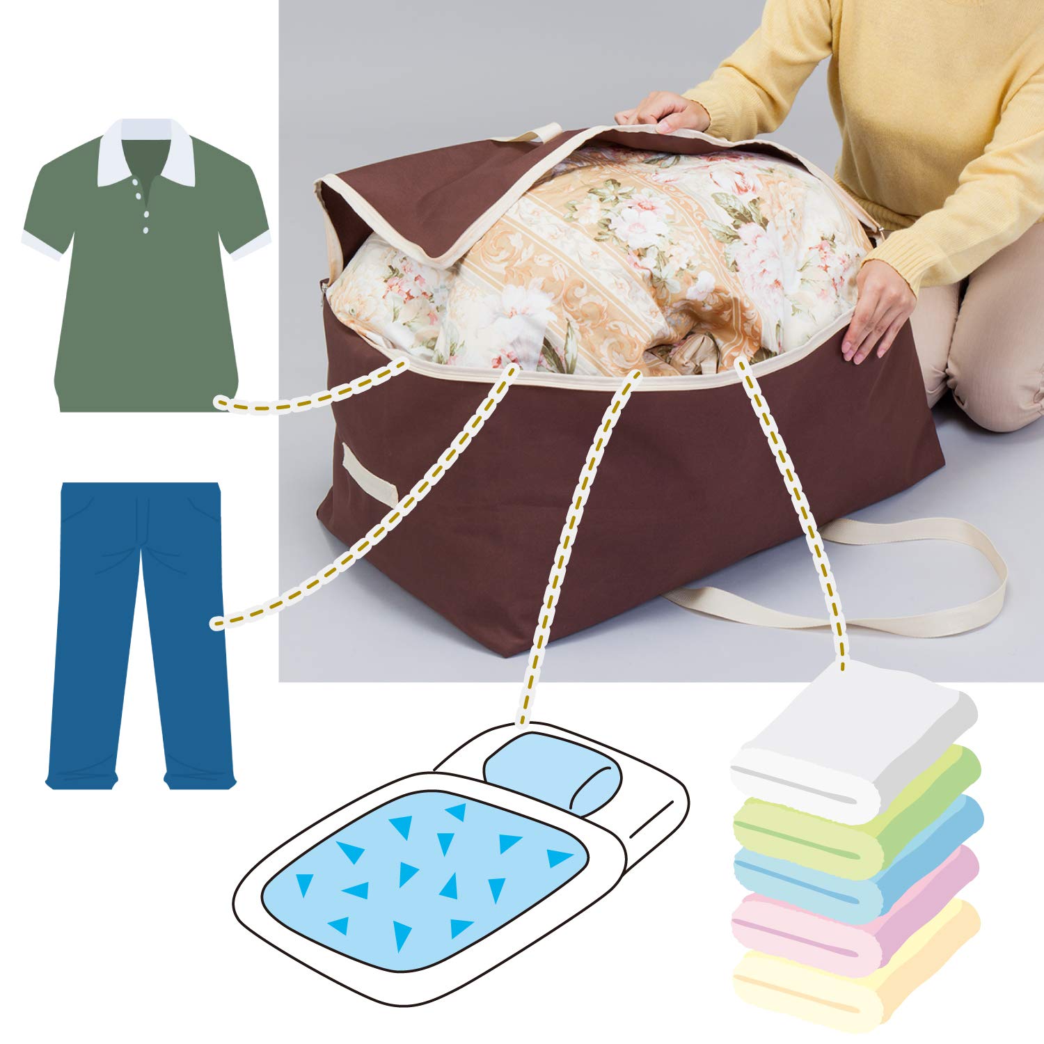 Astro Japan Futon Storage Boston Bag 100L W70Xd35Xh45Cm Moving Laundry Bag 611-43