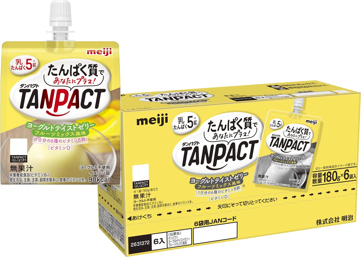 Meiji Protein Tanpact Jelly Fruit Mix Flavor 180G X 6 Pieces - Ball Sales - Japan