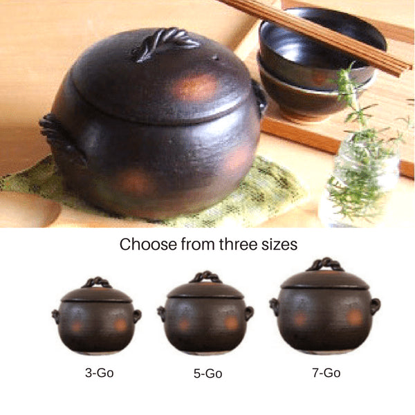 Banko Ware 陶器 Donabe 砂锅电饭煲 3 件套