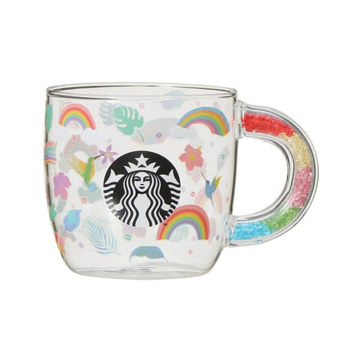 Beaded handle heat resistant glass mug rainbow 355ml - Japanese Starbucks