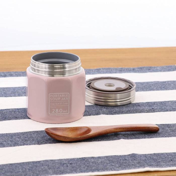 Bestco 午餐罐保溫 280 毫升暖粉色八角形 Nd-8235 日本