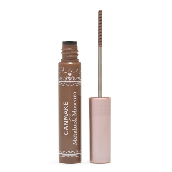 Canmake Metal Look Mascara 02 Brown 4.0g for Curled Eyelashes with Metal Comb