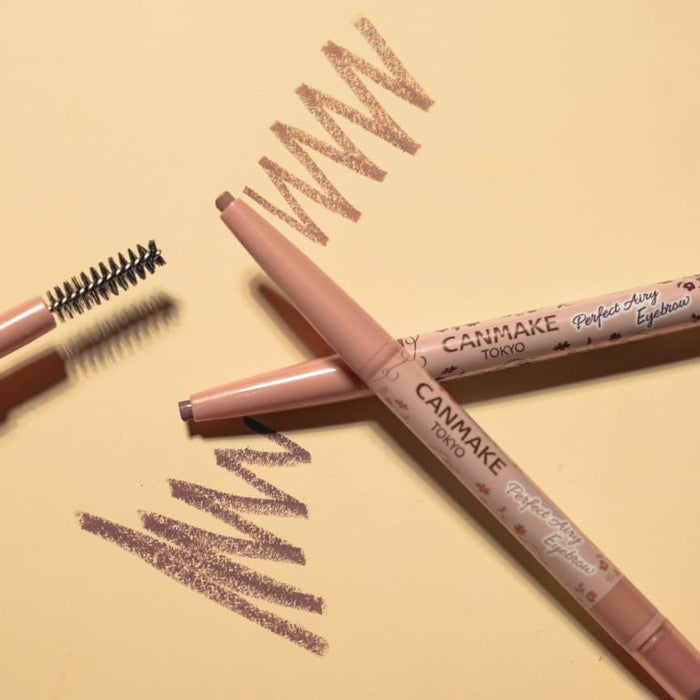 Canmake Perfect Airy Eyebrow 04 in Milk Tea Brown with Brush Oval Core 1 Piece