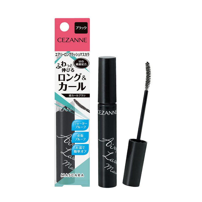 Cezanne Airy Long Lash Black Mascara 7G Fiber Blend Curl Hot Water Remover