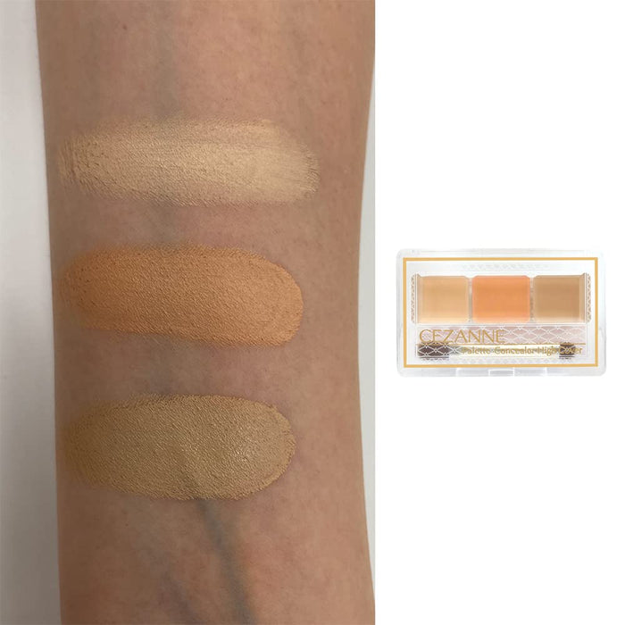 Cezanne High Cover Palette Concealer 4.5G Beige 3 Shades Double-End Brush