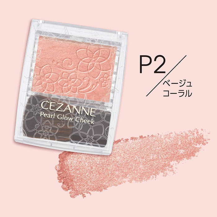 Cezanne Pearl Glow Cheek P2 Beige Coral 2.4G - Radiant Makeup Blush
