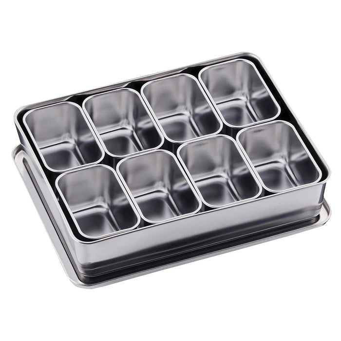 Clover Stainless Steel Yakumi Seasoning Container 8 Compartments Square