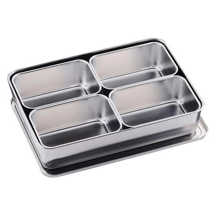 Clover Stainless Steel Yakumi Seasoning Container Medium 4 Compartments Square